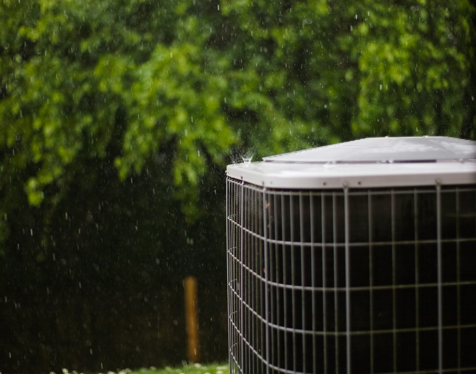 Outdoor air conditioning unit being maintained